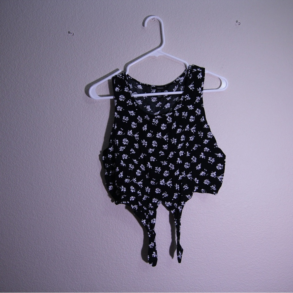 Forever 21 - Black floral Crop Top.